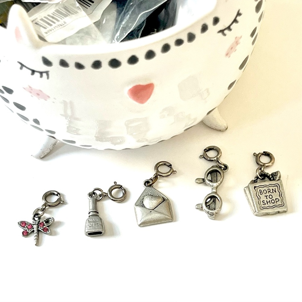 (women’s) silver charms for charm bracelet set of 5